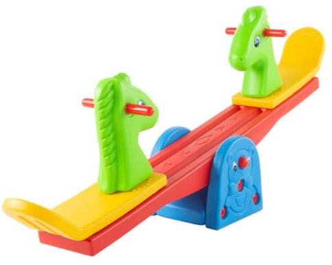 HEY! PLAY! Teeter Totter - See Saw for Backyard or Playroom with Easy-Grip Handles - Indoor or Outdoor Play Equipment for Toddlers