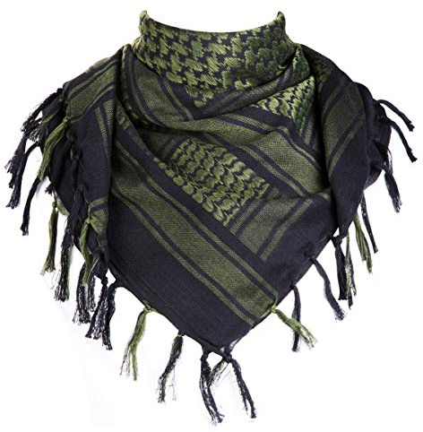 FREE SOLDIER Halsduk/huvudduk Shemagh, Pali Scarf Taktisk Scarf Arabian Desert Scarfs Unisex triangelscarf, 110 * 110 cm,svart grön