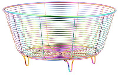 Meisha Round Fruit Bowl, Creative Mesh Fruit Dish Basket Bowl, Round Rainbow Large Metal Wire Storage Baskets, Modern Style Container for Fruit, Vegetables, Bread, Snacks - 8.46 Diameter