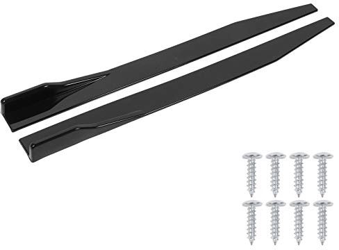 Minigonna Laterale Dell'Auto Yctze,2 pezzi 120 cm / 47,2 pollici Gonna Laterale Universale Per Auto Gonna laterale auto Splitter Lip Winglet Diffusore Nero lucido (2 x minigonne laterali E 8 x viti)