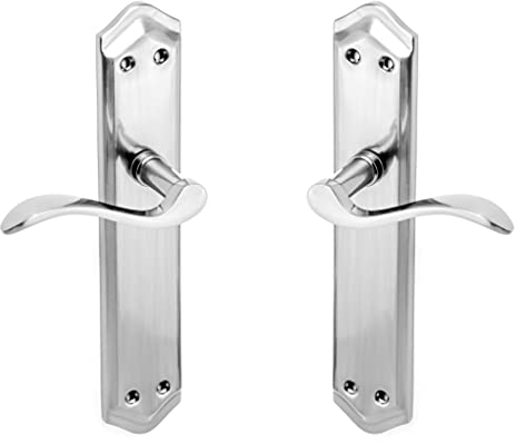 ARCO · Juego de manillas para puerta, acabado níquel satinado. Fabricado en aluminio