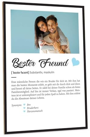 GRAVURZEILE Definition Poster & Kunstdrucke mit eigenem Foto - Geschenke für Bester Freund - Personalisierte Wandbilder - Wanddeko Deko für Wohnzimmer Schlafzimmer Flur & Diele