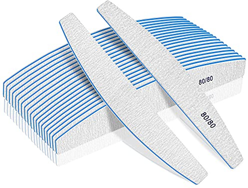 12 PCS Nail Files for Acrylic Nails, 80/80 Grit Nail File for Poly Nail Extension Gel Emery Boards Nail Files Doubled Sides Coarse Washable Nail File Manicure Tools for Home and Salon Use