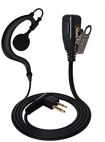 UAYESOK Radio Earpiece G Shape Walkie Talkie Headset with PTT Mic Microphone for Motorola Radio 2 Pin CP040 CP200 DP1400 GP300 XT180 XT420 XT460 Hytera PD505 Midland Security 2 Way Radio (1 Pcs)