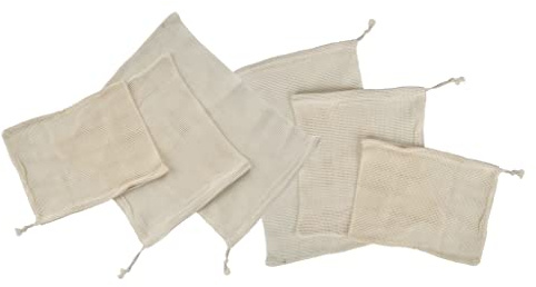 BIRAMBEAU – Sacs Réutilisables – Sac Filet – Lot de 6 – Filets Fruits et Légumes – 3 Tailles : S, M, L