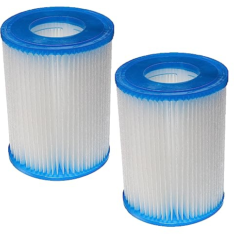 vhbw 2X Filterkartusche kompatibel mit Bestway Flowclear 2.006 l/h, 3.028 l/h Swimmingpool, Filterpumpe - Wasserfilter Blau Weiß