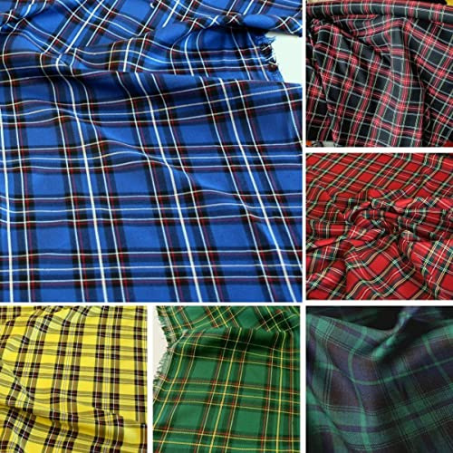50cm TOLKO Modestoff Dekostoff kariert | Tartan Schotten-Karo Stoff | Schottland Klassiker zum Nähen Dekorieren | Blickdicht, knitterarm | 150cm breit | Stoffe zum Nähen Meterware (Blau)