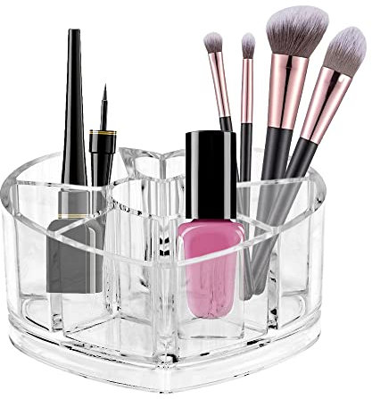 Lipstick Organiser Tray Clear Acrylic 8 Slots Cosmetic Holder Nail Polish Makeup Brush Organiser Skincare Product Display Stand - Lip Gloss Storage Box for Bathroom, Countertop or Dresser
