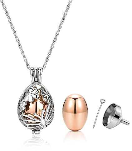 JSDDE Memorial Urnen Anhänger Halskette Partone Anhänger für Asche Haare Nagel Locket Anhänger zum befüllen Gedenken Charms Anhänger Kette mit Trichter füllen Kit