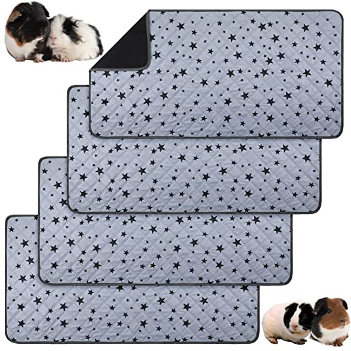 Namalu 4 Stück Meerschweinchen Käfig Einlagen Fleece Einstreu Saugfähig PIPI Pads Wiederverwendbar Rutschfeste Matte Mit Stern Muster (24 x 47 Zoll)