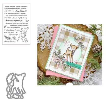 Sredwtk Weihnachten Serie Stempel und Stanzen Set,Silikonstempel und Stanzen Set,Stanzschablonen und Stempelset,Clear Stamp und Stanzschablone Für Scrapbooking Fotoalbum Dekor Karten (6)