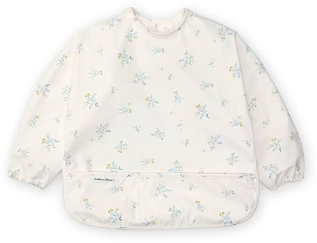 Loulou Lollipop Long Sleeve Bib for Babies & Toddlers – Waterproof, Wipeable, Easy to Clean, Spill Proof Full Sleeve Feeding Bib with Adjustable Fit, 6-36 Months Old - Ditsy Floral
