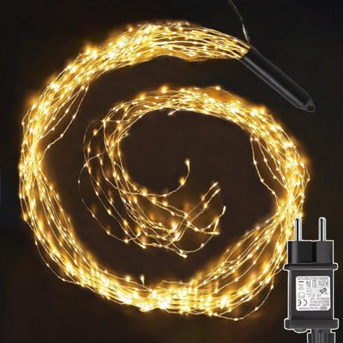 yowin Cascata Luci Natale 2m 400 LED Luci per Albero di Natale mit Presa, 9 Modalità Luci Balcone con Timer, IP65 impermeabile Cascata Luminosa per Natalizia Interno Esterno Decorazione