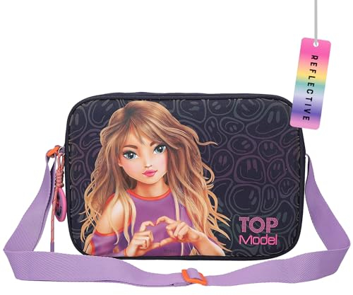 Depesche 12771 TOPModel Night Light - Umhängetasche in Dunkelblau mit Model-Motiv, Tasche mit verstellbarem Schultergurt