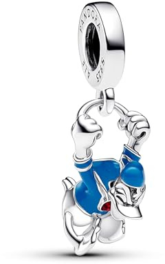 PANDORA Moments Disney Donald Duck Charm-Anhänger aus Sterling Silber, Kompatibel Moments Armbändern, 793358C01