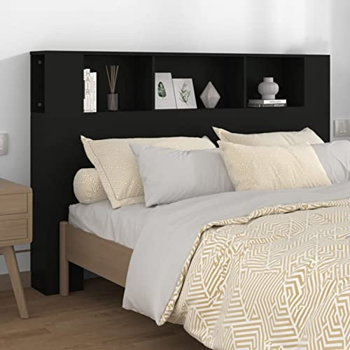 Gecheer Testiera per Letto,Matrimoniale,Moderna,con Scomparti,Cotenitore,in Multistrato,Nero,160x18,5x104,5 cm,Testata Letto,Matrimoniale,Spalliera Letto Matrimoniale,con Contenitore