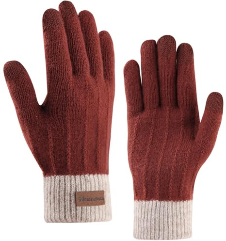 Homealexa Guantes de invierno para pantalla táctil, guantes de punto con dedos, guantes deportivos cálidos y resistentes al viento, guantes de invierno para esquí, ciclismo y mensajes de texto,