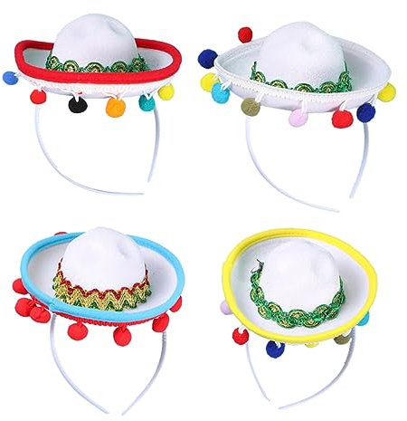 BESTonZON 4stücke Mexikanischer Hut Haarreif Festlicher Strohhut Mexikanischer Volkshut Sombreros Für Party Und Alltag Kopf Und Gesichtsschutz Langlebiges Material