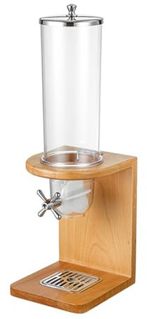 4L Single Dry Food Dispenser, Countertop Cereal Dispenser, Cereal Containers Storage Organizer with Wood Base for Grains, Nuts,Oatmeal, Pet Food