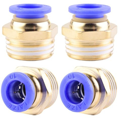 4 Stück 10mm 1/2′′PT Außengewinde gerade Push to Connect Fittings Einsteckschlauch Pneumatik Schnellverbinder