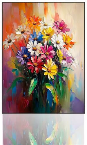 Gänseblümchen Malen Nach Zahlen, Blume Malen Nach Zahlen Kinder, DIY Paint by Numbers Erwachsene Handgemalt öLgemäLde Leinwand für Heim Wohnzimmer Wand Deko, Geschenke Frauen, Ohne Rahmen 60x80cm 2G-B