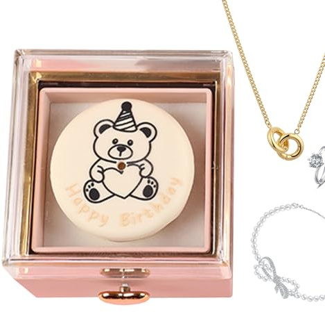 Boîte à anneaux, boîtes à anneaux | Boîte à bague rotative créative,Accessoires de bijoux à gâteau d'ours réversible Afficher le stockage de boucle d'oreille pour les femmes, les hommes et l'anniversa