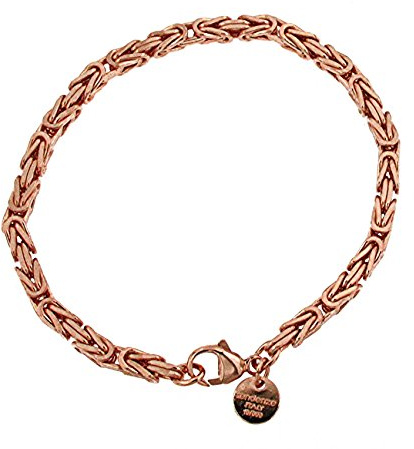 Tendenzalia Bizantiner Königsarmband quadratisch original italienische Kette 18kt rosé vergoldet oder Doublé 4mm breit Länge wählbar