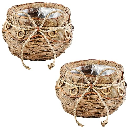 Kobolo 2er Set Übertopf aus Kokos 35 cm Braun