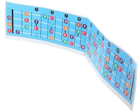 Bassdiagramm für Anfänger mit Akkorden und Skalen, Vier Saiten | Beschichtetes Papier, Verschleißfestes Lernmaterial, Musiktheorie Hilfe, für Schüler und Lehrer, Blau