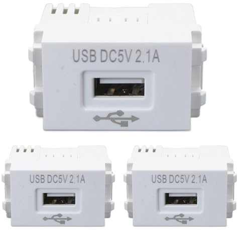 3 Stück USB Stromversorgungsmodul 220V auf 5V Transformator, 2.1A Ladeadapter Unterputz Netzteil, Schaltadapter für Smartphone, Tablet & andere Geräte