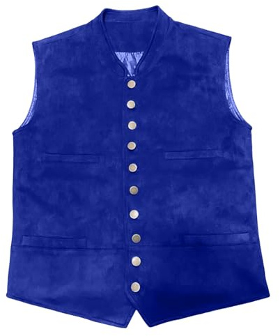 Gefomuofe Gilet da Uomo Senza Maniche in Cotone con Scollo a V, Gilet Classico Monocromatico, Gilet in Corduroy, Gilet Business, Giacca Casual Senza Maniche e Stretta, 01 blu., XL