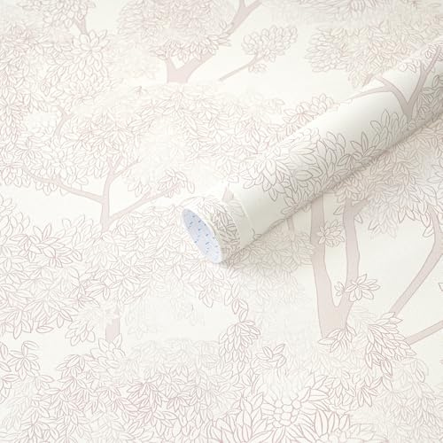 Timeet Selbstklebende Tapete Rosa Weiß 44x300cm Möbelfolie Selbstklebend Klebefolie Blätter Vinyltapete Wasserdicht Klebetapete für Wohnzimmer Schlafzimmer Möbel Küche Wand