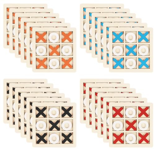 Ainiv 24 Stück Tic Tac Toe Spiel, XOX Spiel, Tic-Tac-Toe Holzspiel | Klassisches Heimbrett, Interaktives Tragbares Spielzeug für Erwachsene Familienparty Innendekoration Feiern Geburtstag