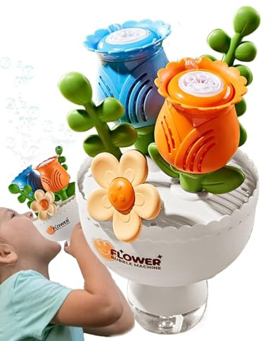 Machine Barnleksaker - Blombukettskum | Ljusblåsningsleksak 13,5x13,5x23cm, batteridriven automatisk blåsmaskin, kul för barngårdsaktiviteter, bubbelmaskin, färgglad ljusbubblamaskin