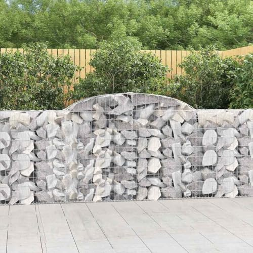 Nqyjm Cestini di gabbione 8 pz Forma di Arco Ferro 300x30x100/120 cm Zincato Cestino Recinzioni per Giardino Metallo Gabbioni Fioriera
