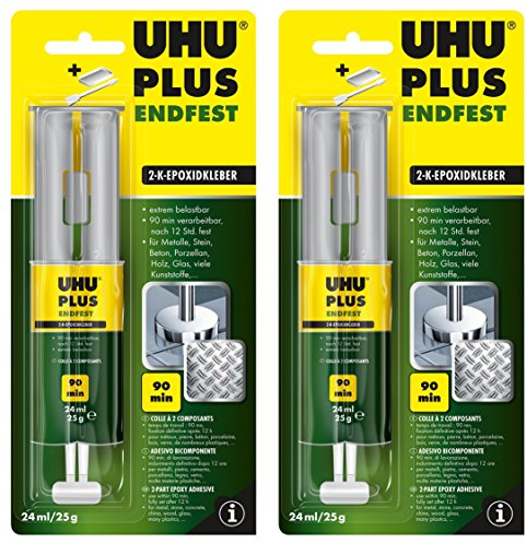 2 x UHU PLUS endfest 2-K-Epoxidkleber 25g für höchste Belastungen