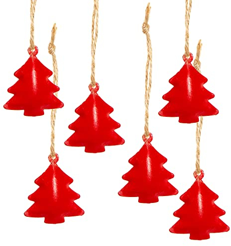 Logbuch-Verlag 6 Weihnachten Bäume Metall Baumanhänger rot Deko Weihnachtsbaum Geschenkanhänger 4 cm Baumschmuck Weichnachtsanhänger