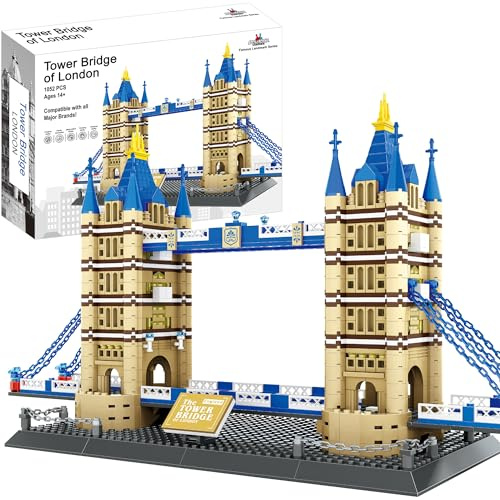Tower Bridge Bausteinset - 1.052 Teile, London Tower Bridge | Perfekt für Architekturliebhaber, Geschichtsinteressierte und Bauherren, die detaillierte Wahrzeichen-Modelle mögen.