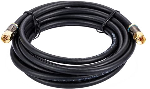 Cables Direct Online 10M Black RG6 Coax Cable Dual Shield Outdoor/Indoor Coaxial BNC Extension Wire For Satellite Dish Cable TV Antenna