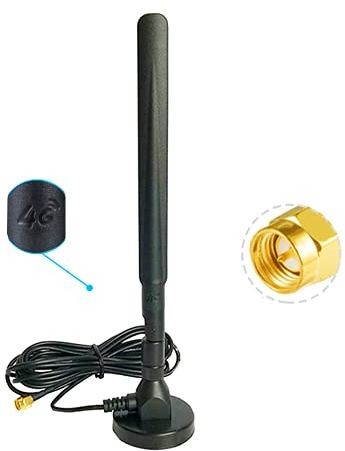 Vecys 4G LTE Antenna SMA Male Adapter 15DBi GSM/3G/4G Omni-directional Outdoor Indoor 4G Antenna 3M RG174 Cable Magnetic Base