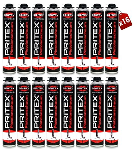 PRITEX Pistolenschaum 16x 750ml, Montageschaum für Bauschaumpistole
