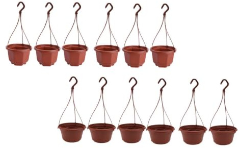 Happyyami 12Pcs Plastic Hanging Plant Flower Pot Plastic Hanging Basket Planter for Outdoor Indoor