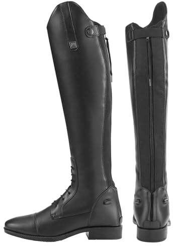 Riding Sport - Ladies' Equestrian Black Synthetic Leather Field Boots - Slim - 9