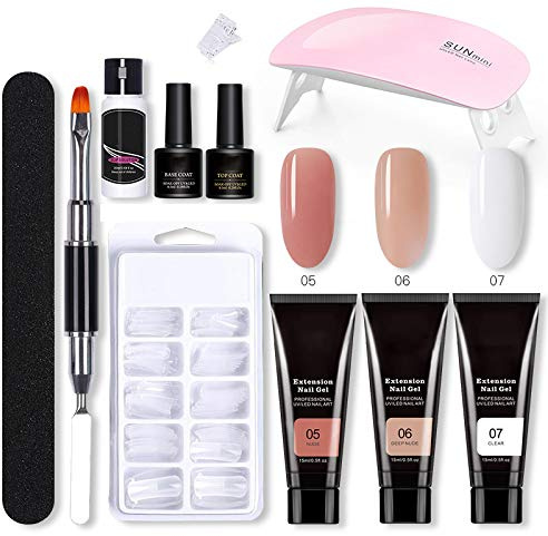 Nagelförlängning gelset, naglar, polygelnagel, snabbförlängning, nagelförlängning, UV-gelset, snabbyggande gel, manikyrset, allt-i-ett-kit, presentset, trendig nagel