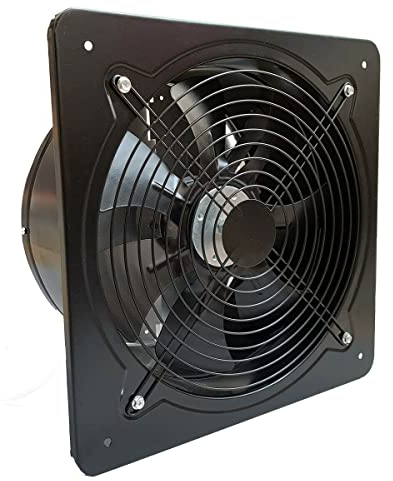 ECUTEE - Ventilador axial de 120 W, 2650 m³/h, ventilador extractor de 300 mm, ventilador de metal industrial, para cocina y baño, para techo y pared, tamaño de placa: 350 x 350 mm