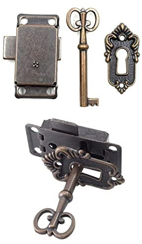 Serrature per mobili decorative Serrature per cassetti in ferro antico con chiave per gioielli Scatola di legno Fermo per mobili