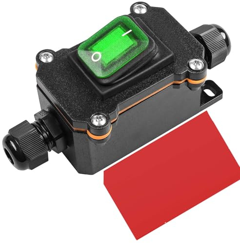 Gebildet Commutateur de Cordon en Ligne Interrupteur à Bascule étanche DPST 20A-12VDC/16A-24VDC/20A-125VAC/16A-250VAC IP66 Boîte étanche à Double Trou Ouvert Entrée Bilatérale (LED Vert)