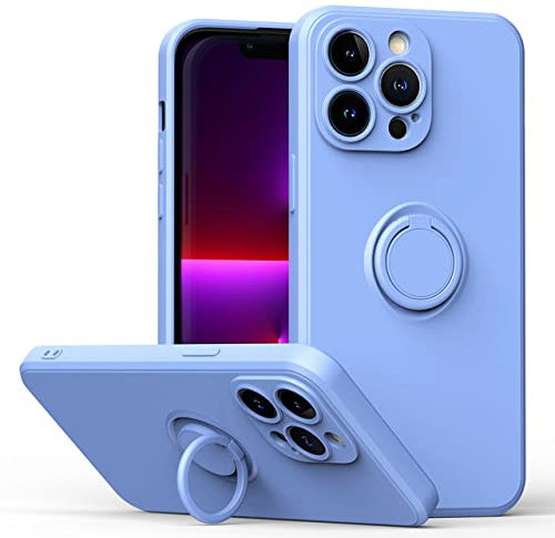 ALLUPS Custodia con supporto per anello magnetico in silicone per iPhone 11 12 13 14 Pro XS Max XR XS X 8 7 Plus Custodia morbida per supporto per dito, viola lilla, per iPhone 12 Mini