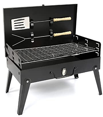 PJDDP Barbacoa de Carbón Plegable, Parrilla Barbacoa de Mesa Portátil, Parrillas Asador BBQ Acampada para 3-5 Personas Camping, Picnic, BBQ,Fiesta, Altura de la Parrilla de 3 Niveles