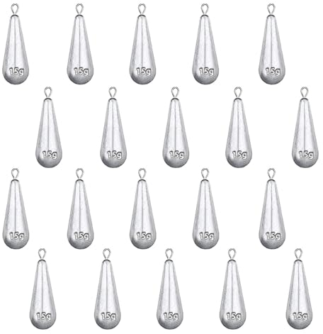 Cailiya 20 PCS Angelgewichte Kit, Birnenbleie, Angeln Sinker, Drop Shot Blei Set für Outdoor Angeln Angelgerät (30g)